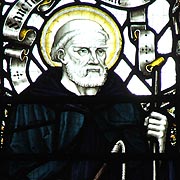 St. Guthlac in Stained Glass at Crowland Abbey - � Nash Ford Publishing